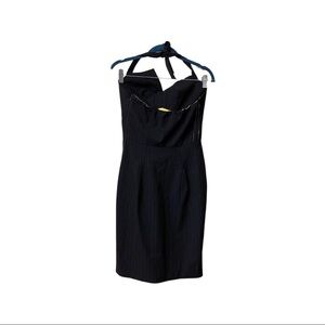 Black Halo pinstripe halter top dress (17)